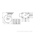 Middelgrote 5 inch 200 kg plaatrem PU-zwenkwiel